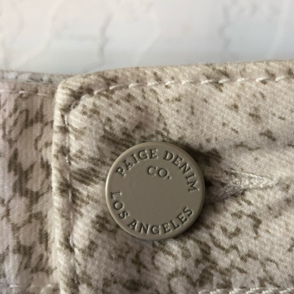 Paige Anthropologie Aideen Denim Mini Skirt, White animal print, snake print•30 - Picture 11 of 15